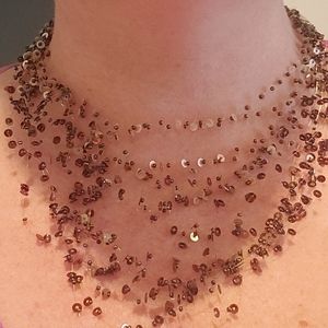 Sequin Necklace Copper and Brown Tones